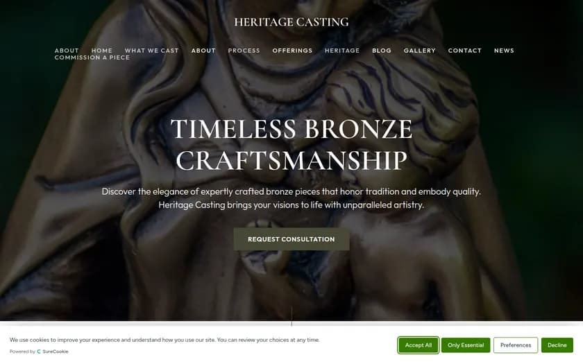 Heritage Casting website screenshot