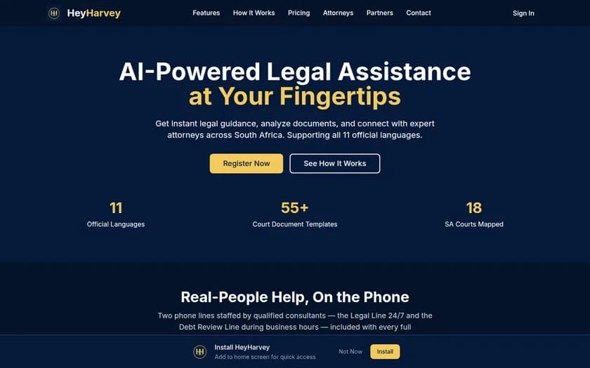HeyHarvey website screenshot