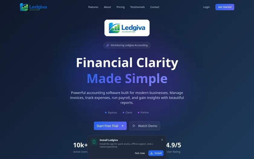 Ledgiva website screenshot